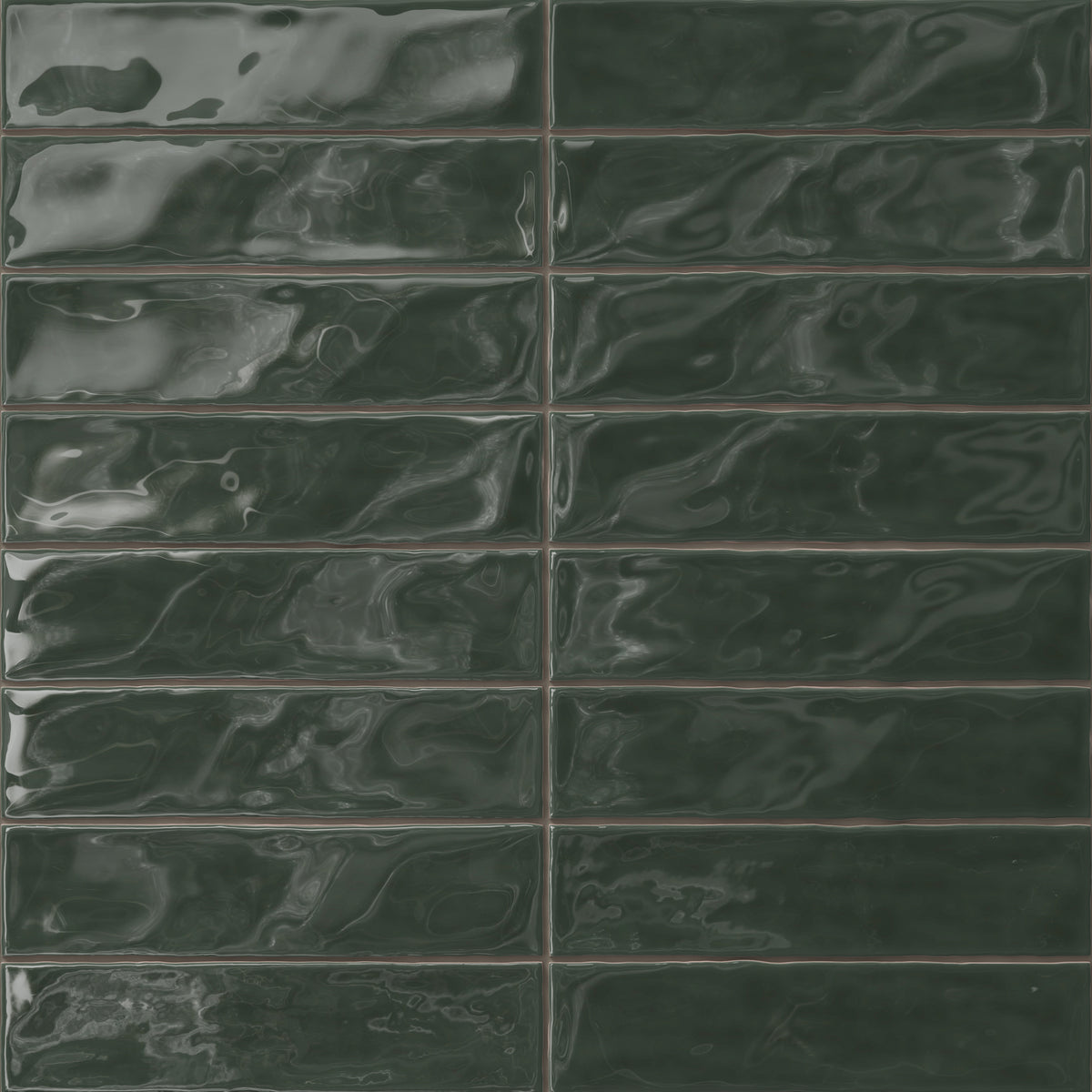 Harper 3 x 12 Glossy Ceramic Tile in Feathered Dark Green