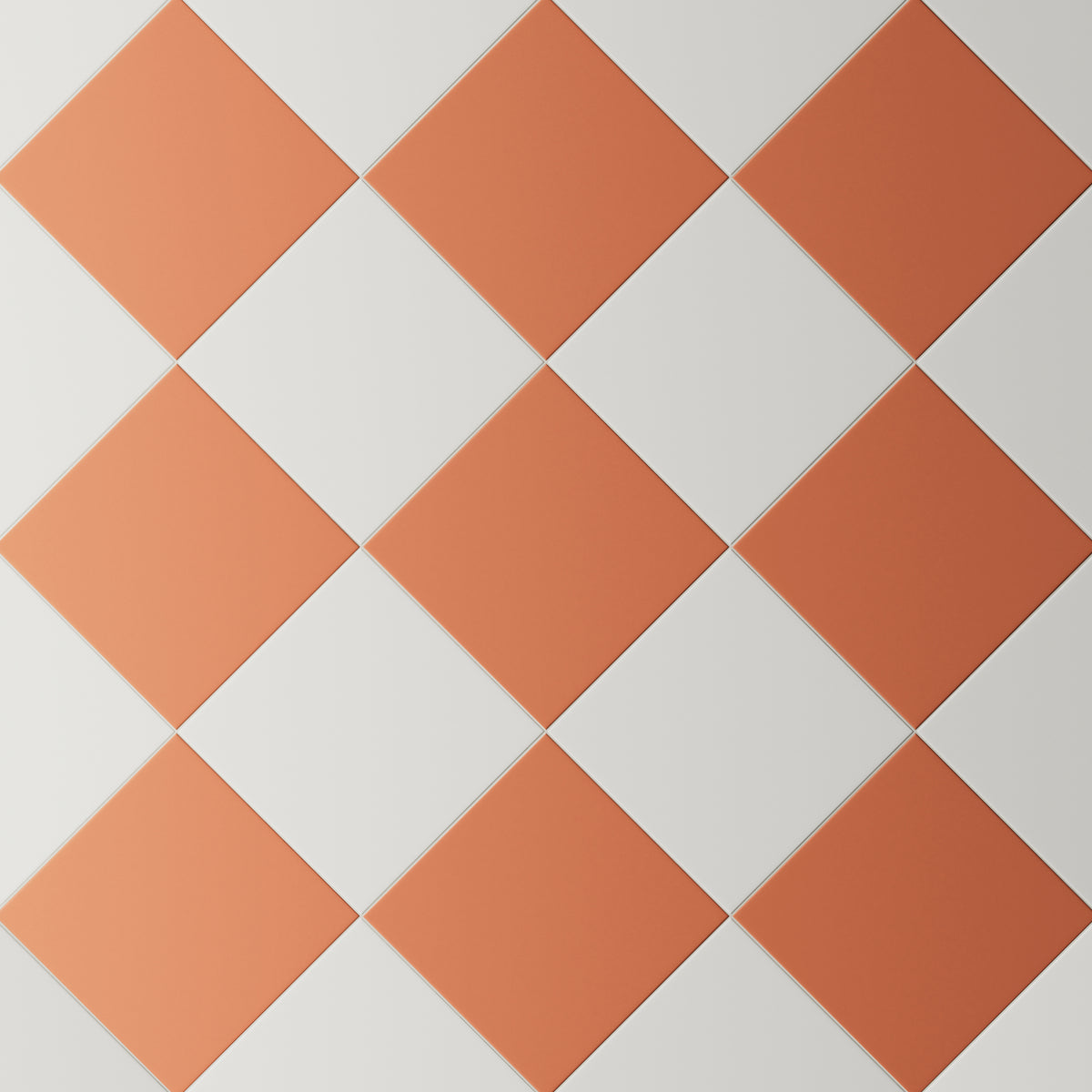 Merrick 8 x 8 Checkerboard Matte Porcelain Tile in Ambient White and New-Age Terracotta