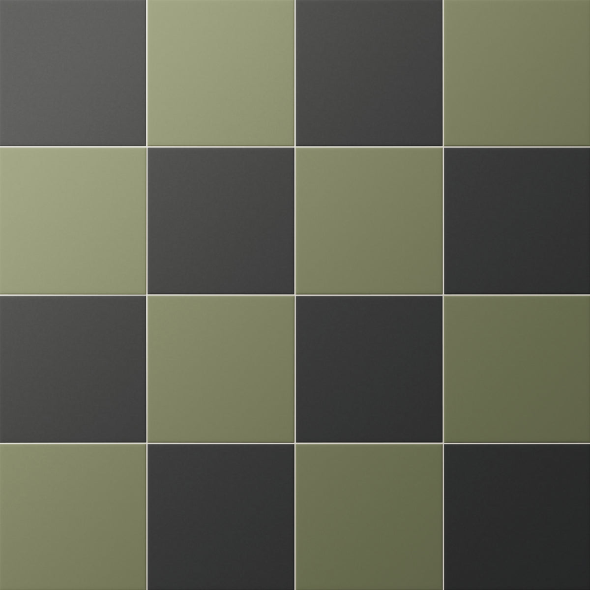Merrick 8 x 8 Checkerboard Matte Porcelain Tile in Synth Black and Folk Green