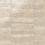 Cream travertine-look porcelain 12x24 polished tile showcasing delicate layered veining, light tonal variation, and a refined glossy finish.