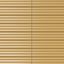 Reeded rectangular tile in a golden Dijon yellow tone with narrow rounded channels, luminous glaze variation, and rich warm tonal depth.