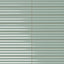 Ridged rectangular tile in a pale sage green tone with a glossy finish, subtle glaze variation, horizontal channeling, and a softly luminous surface.