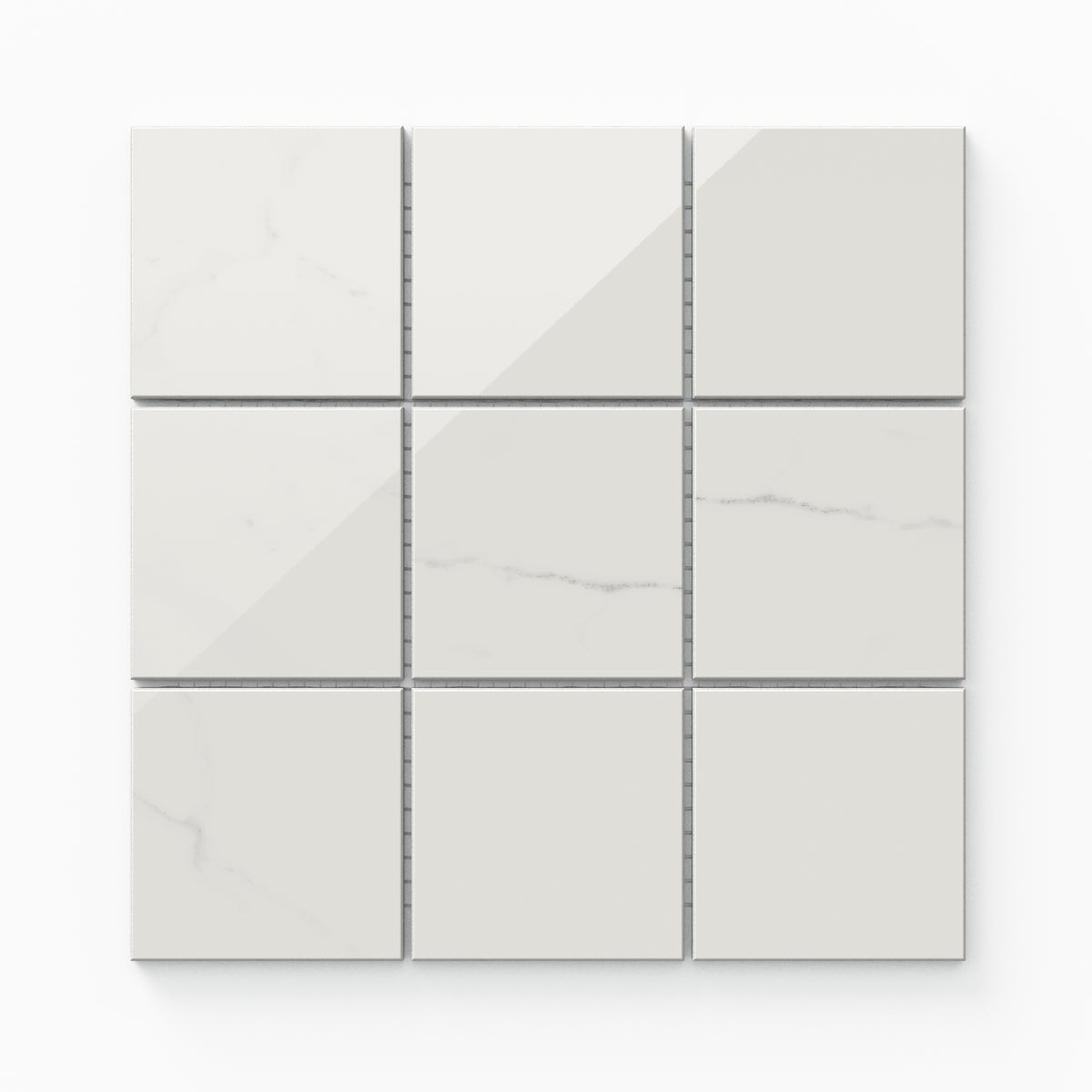 Leona 4 x 4 Polished Porcelain Mosaic Tile in Calacatta