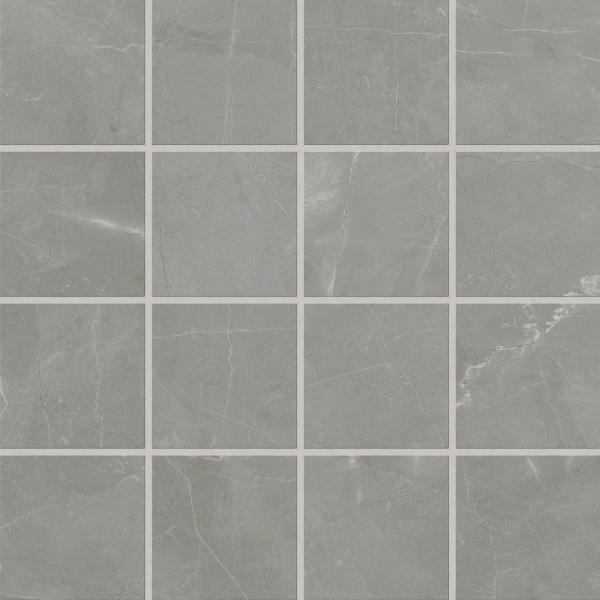 Leona 4 x 4 Matte Porcelain Mosaic Tile in Amani Grey