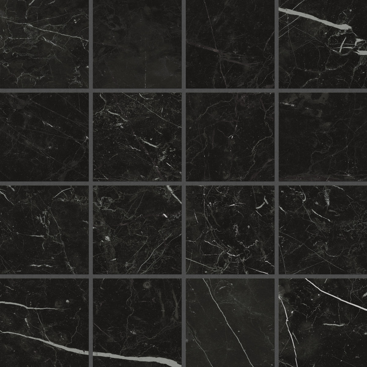 Leona 4 x 4 Matte Porcelain Mosaic Tile in Nero Marquina