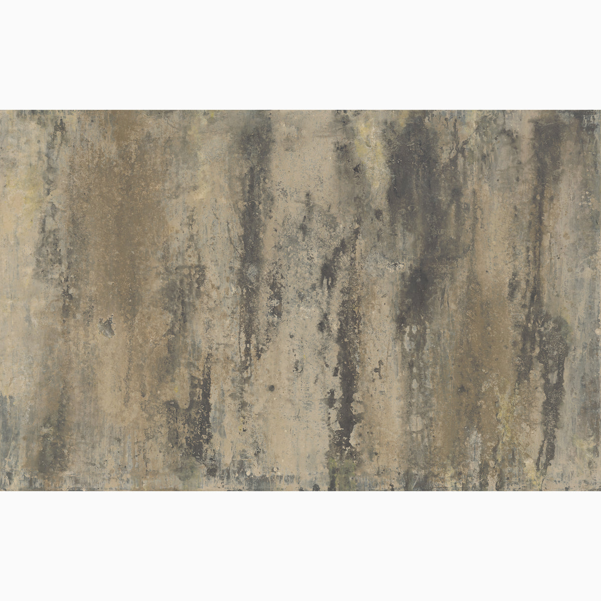 Skyveil Mural in Mistfall I featuring layered washes of smoky gray and sandy beige tones that create an abstract plaster-like design with textured depth and natural tonal variation.