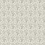 Botanical floral wallpaper with delicate hand-drawn leaves and wildflowers in bluish gray, earthy green, and soft beige tones set against an off-white field.