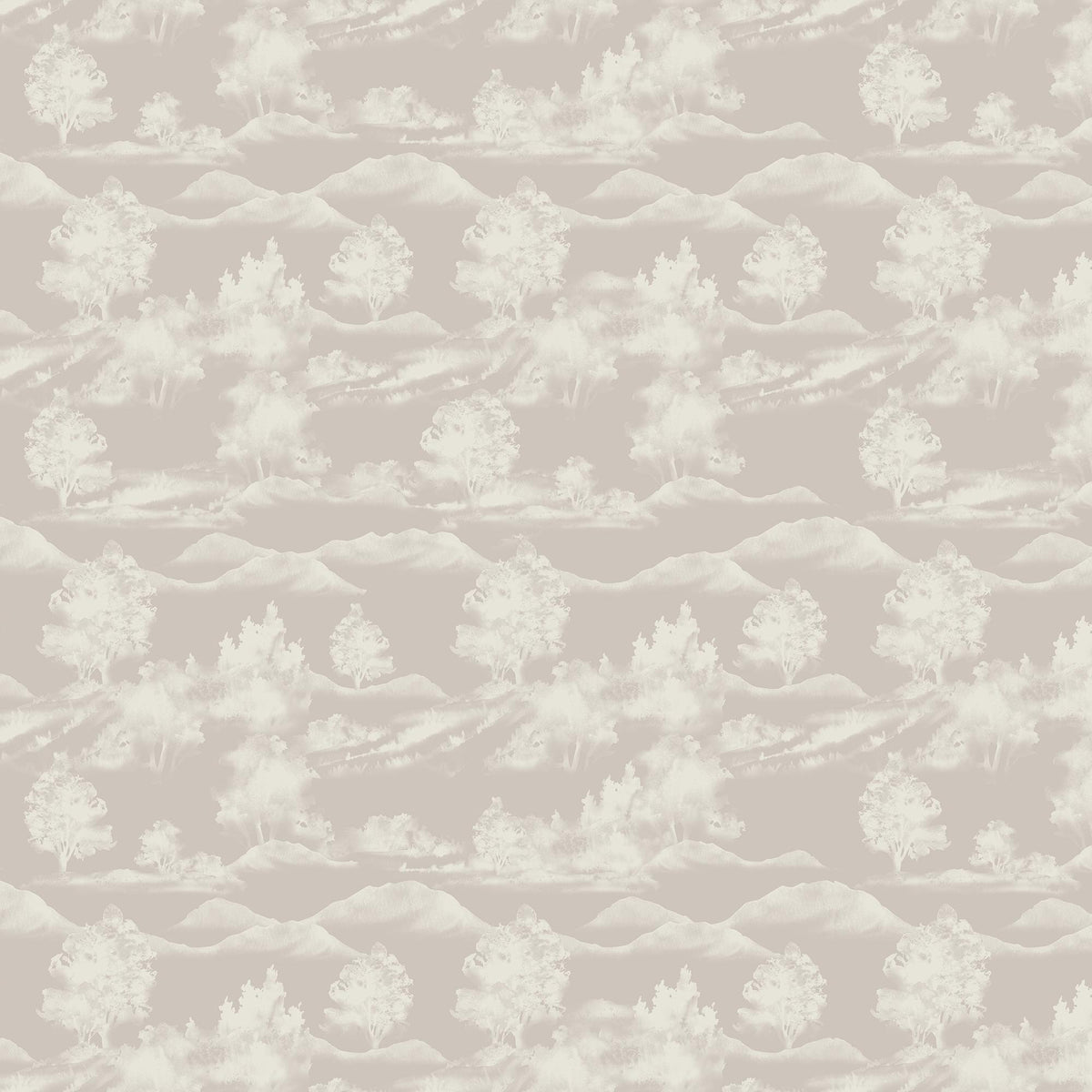 Light gray abstract contour wallpaper with white topographic lines behind a modern ribbed wood console table.