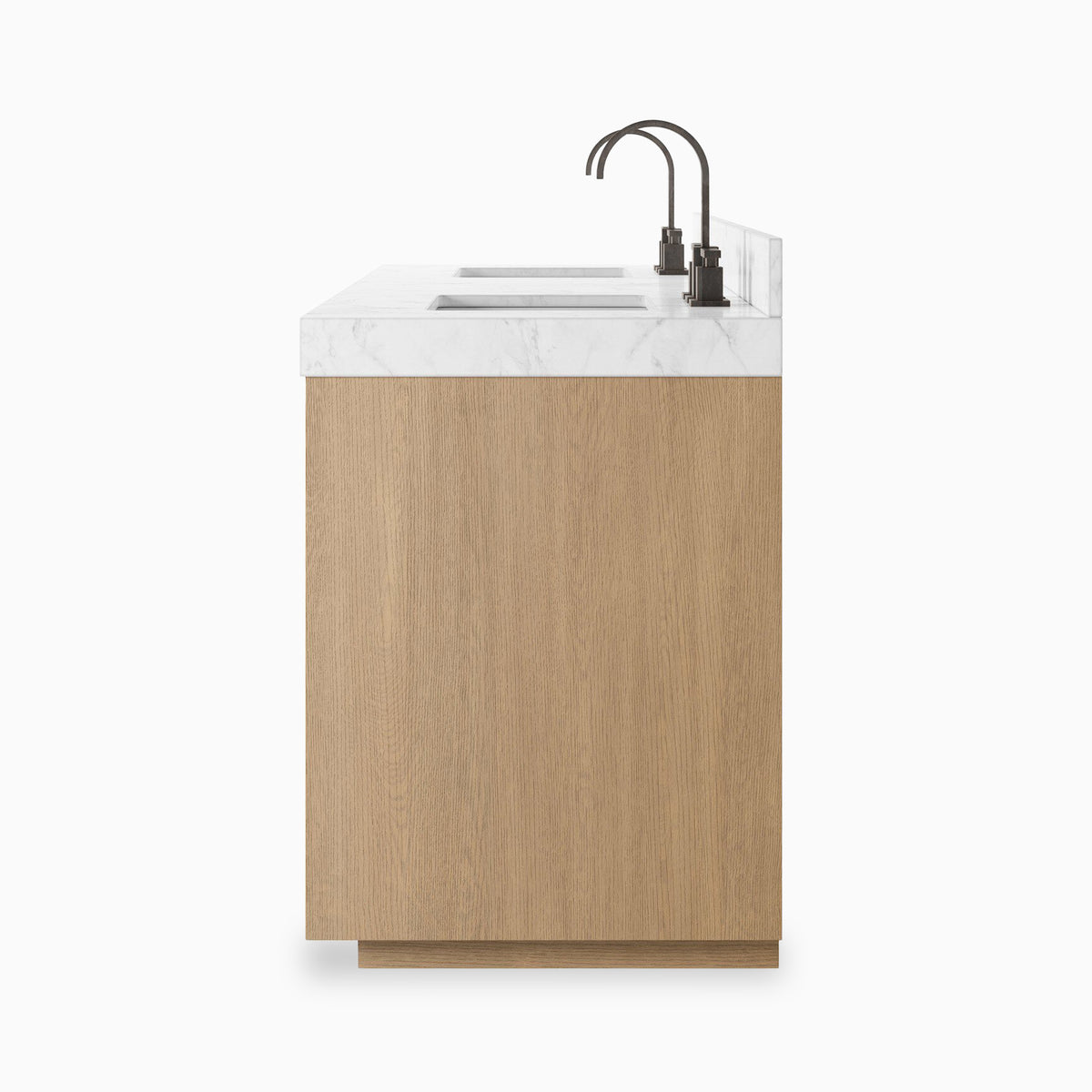 Alisa 72" Double Vanity in Satin Light Wash Oak Veneer with Carrara Marble Top