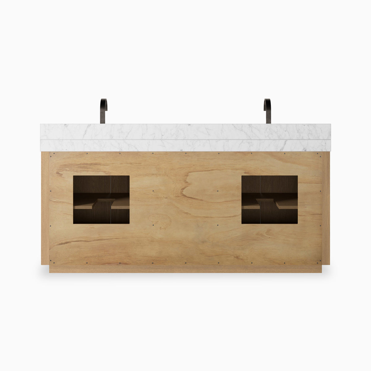 Alisa 72" Double Vanity in Satin Light Wash Oak Veneer with Carrara Marble Top