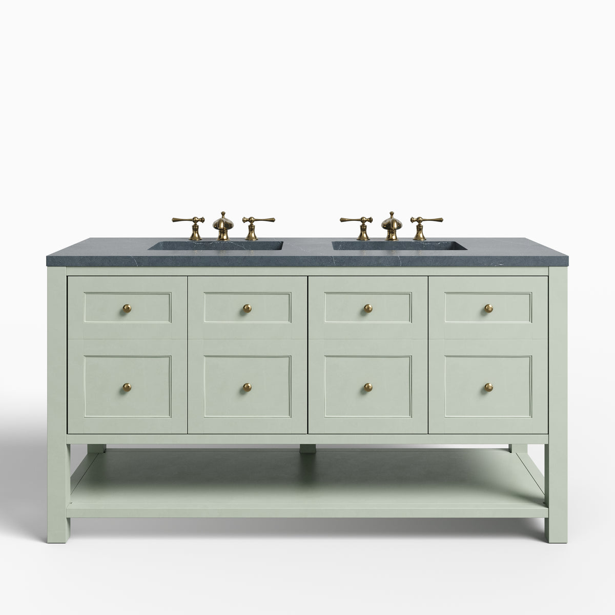 Bridgette 60" Double Vanity in Smokey Celadon with 3 cm Charcoal Soapstone Quartz Top