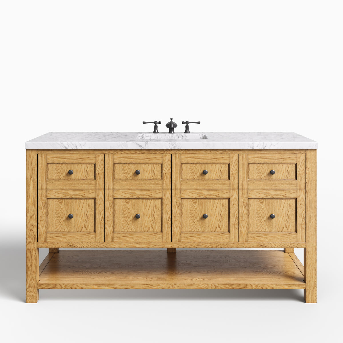 Bridgette 60" Single Vanity in Light Natural Oak with 3 cm Carrara Marble Top