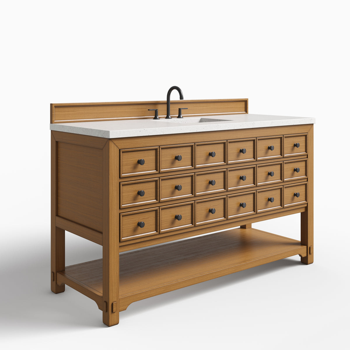 Rosalie 60" Single Vanity in Amber Birch with 3 cm Lime Delight Quartz Top