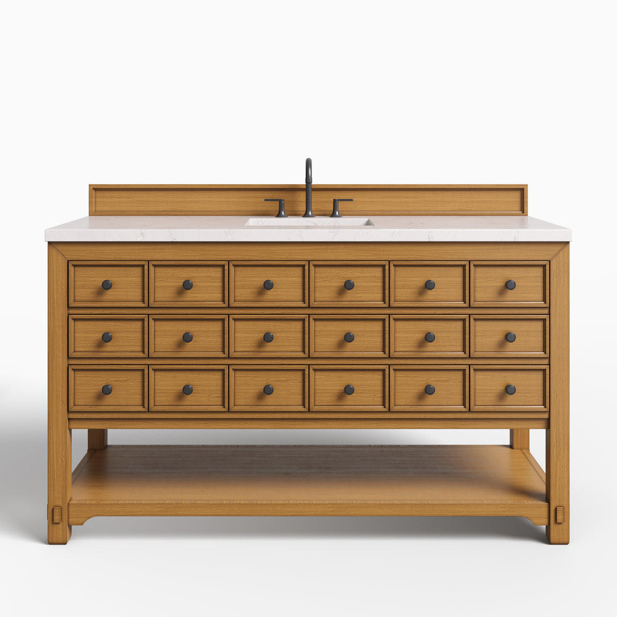 Rosalie 60" Single Vanity in Amber Birch with 3 cm Victorian Silver Quartz Top