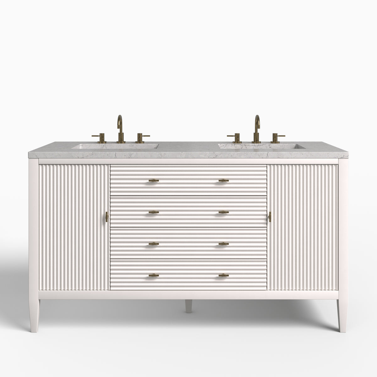 Sasha 60" Double Vanity in Bright White with 3 cm Eternal Jasmine Pearl Quartz Top