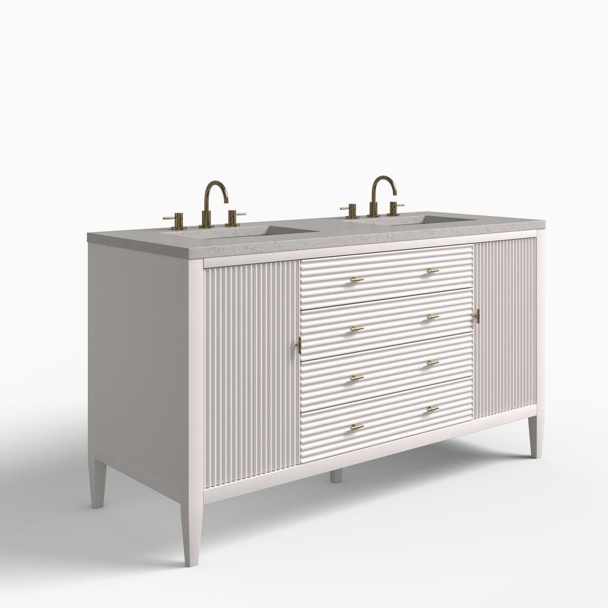 Sasha 60" Double Vanity in Bright White with 3 cm Lime Delight Quartz Top