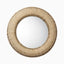 Round mirror with a thick, hand-wrapped corn straw rope frame in warm natural tones, showcasing layered texture and relaxed organic style.
