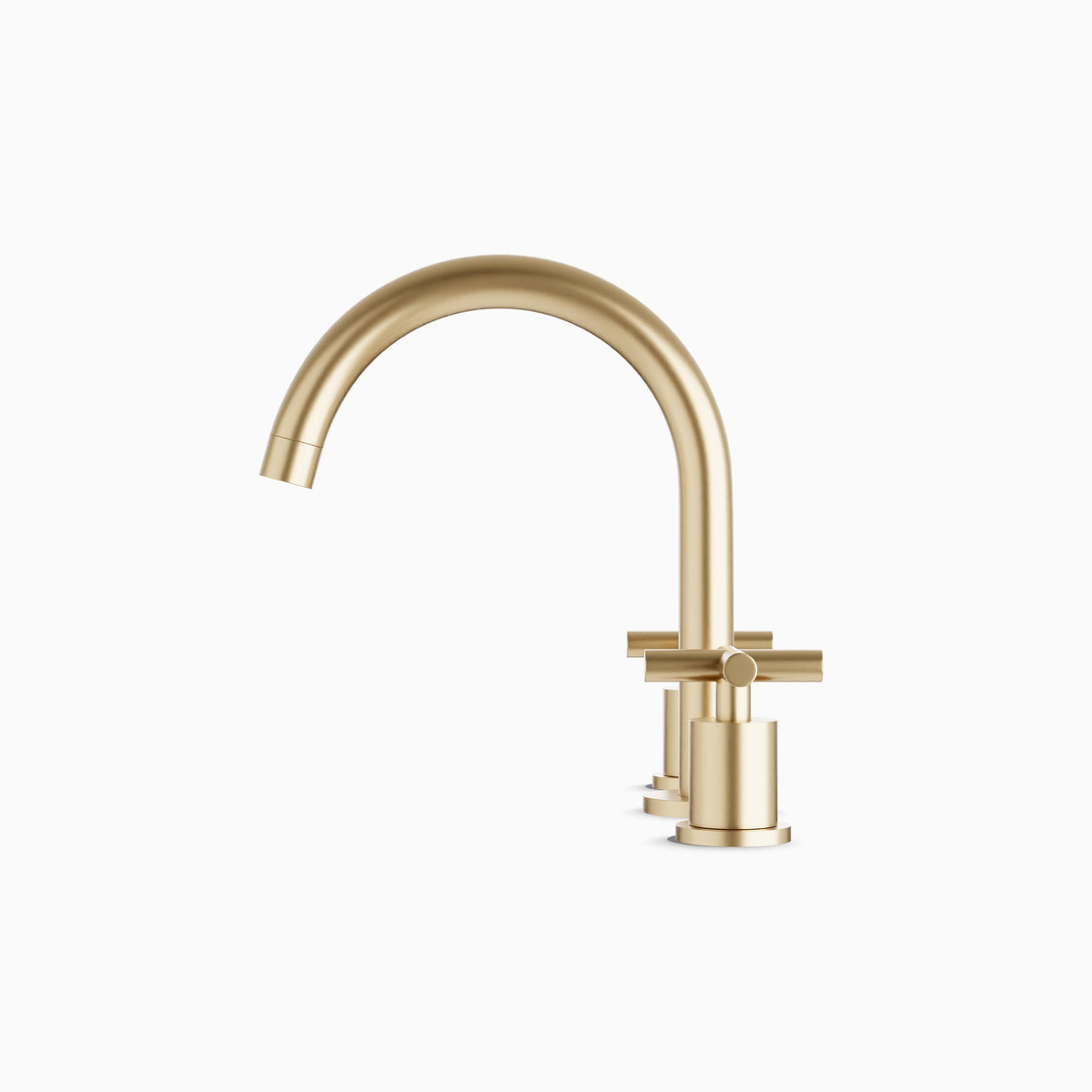 Alder 8" Widespread Bathroom Faucet With Arc Spout & Cross Handles in Satin Brass