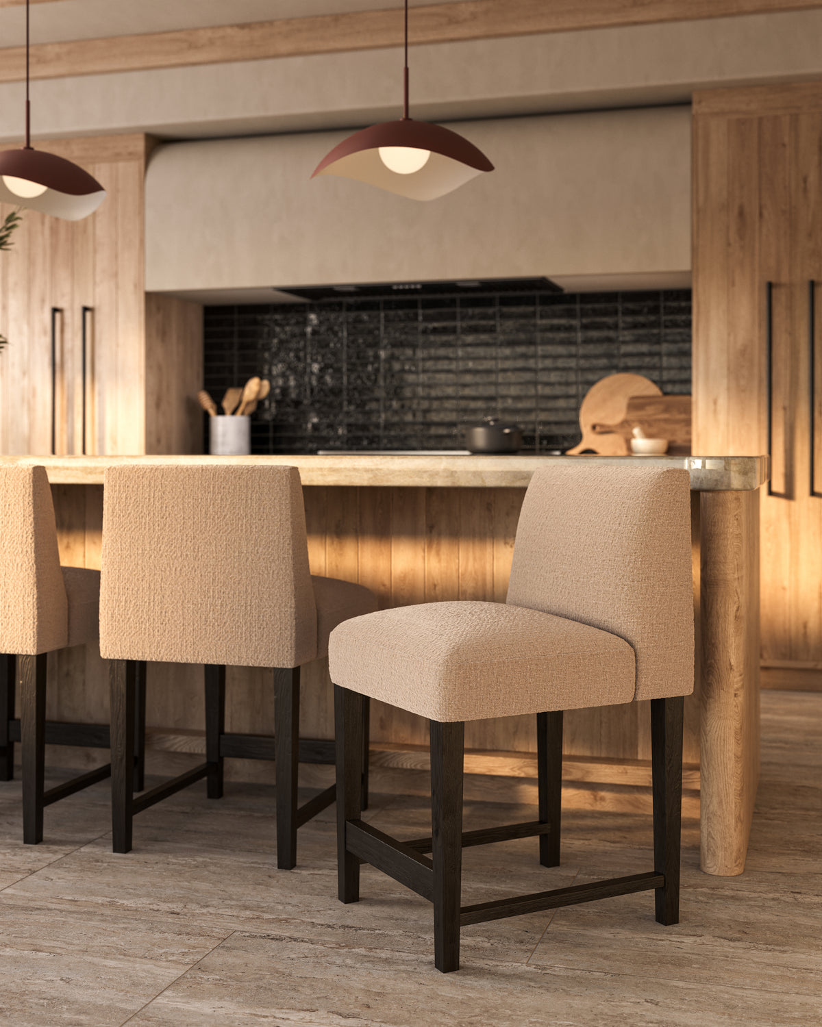 Oliver Counter Stool in Mocha/Bone