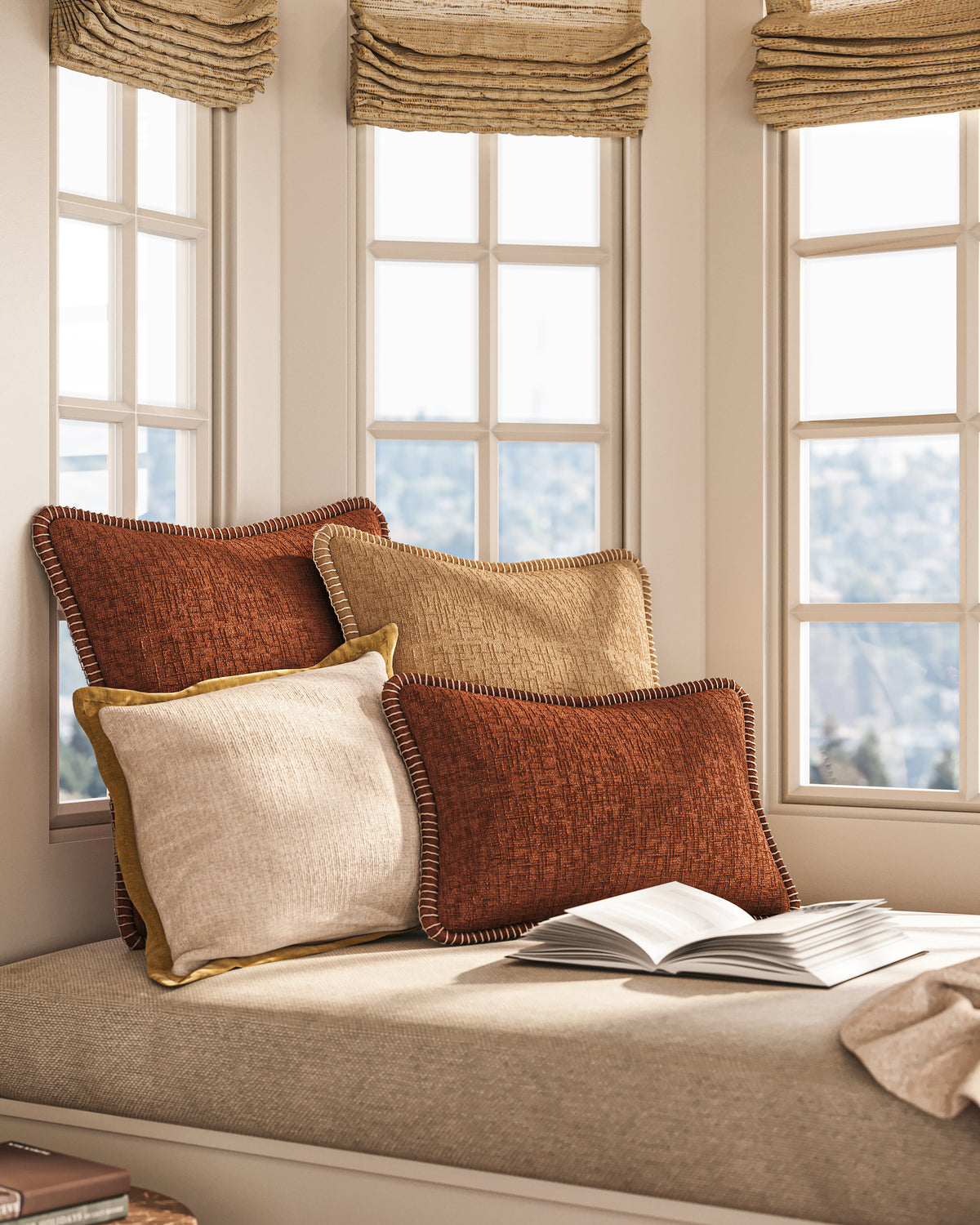 Merelle 13" x 21" Down Pillow in Terracotta
