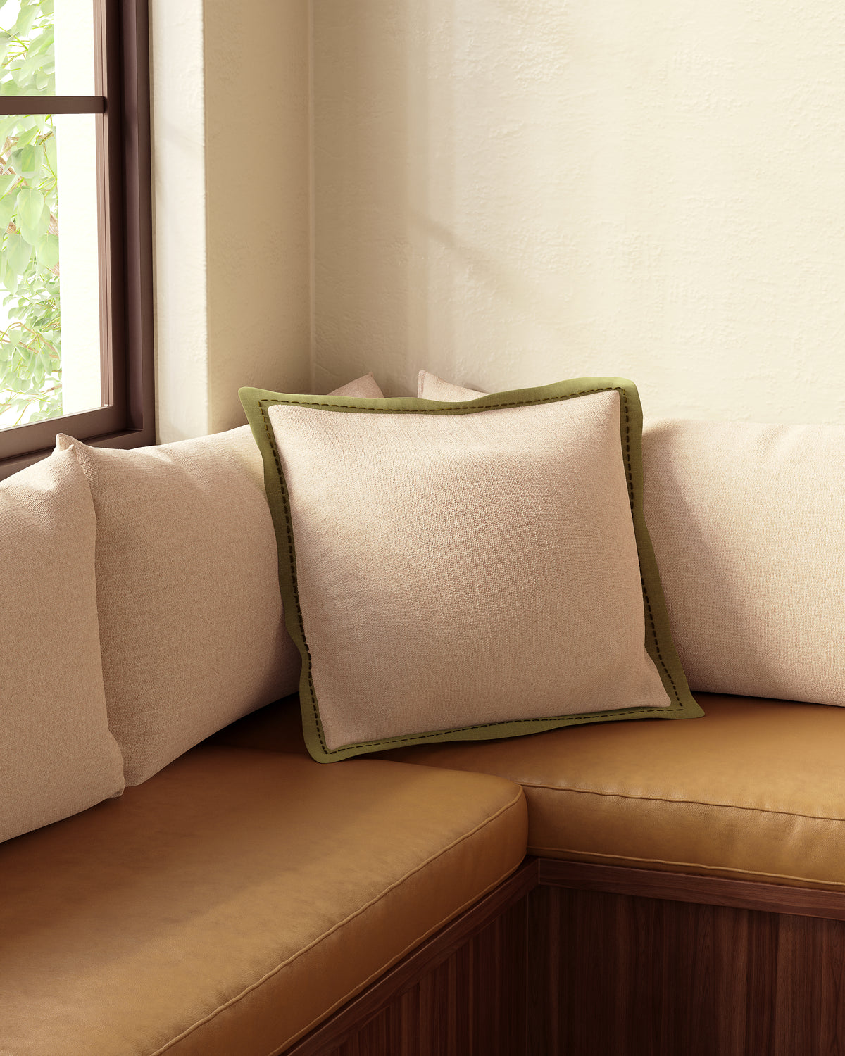 Brielle 18'' x 18'' Pillow Cover in Natural / Green
