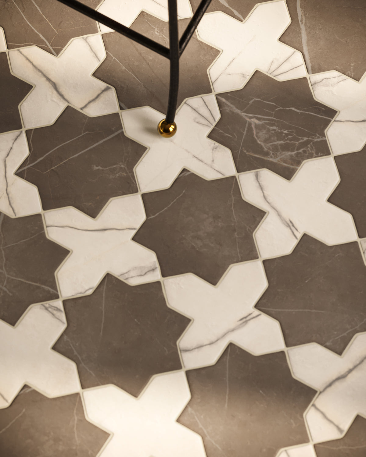 Aslan 6 x 12 Porcelain Tile Star in Imperial and Cross in Calacatta