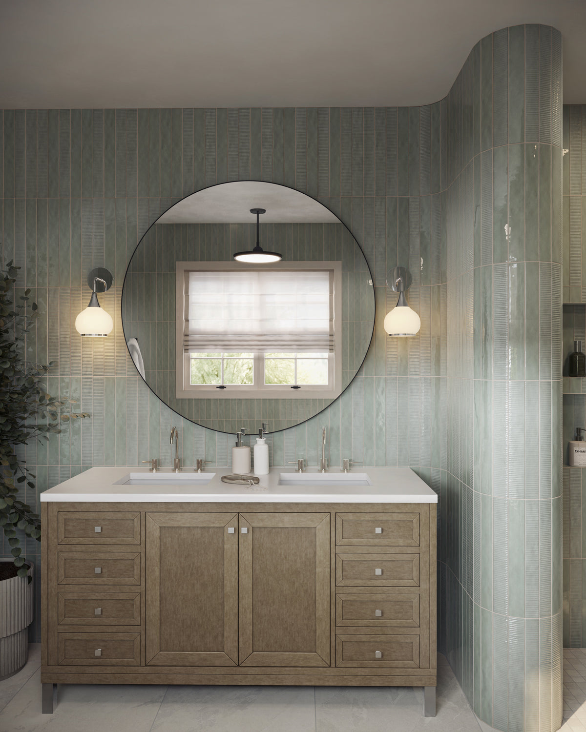 Tristan Round Mirror in Rustic Black