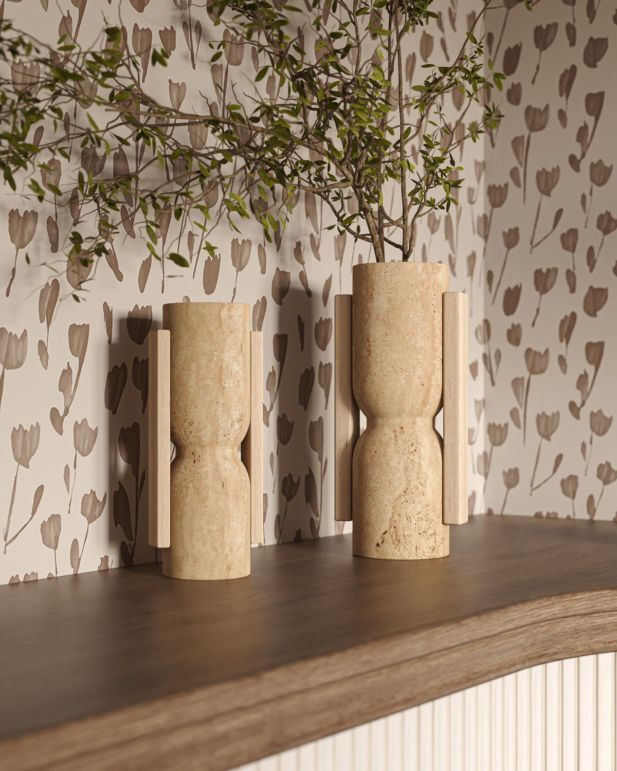 Cavendry Travertine Vase Set
