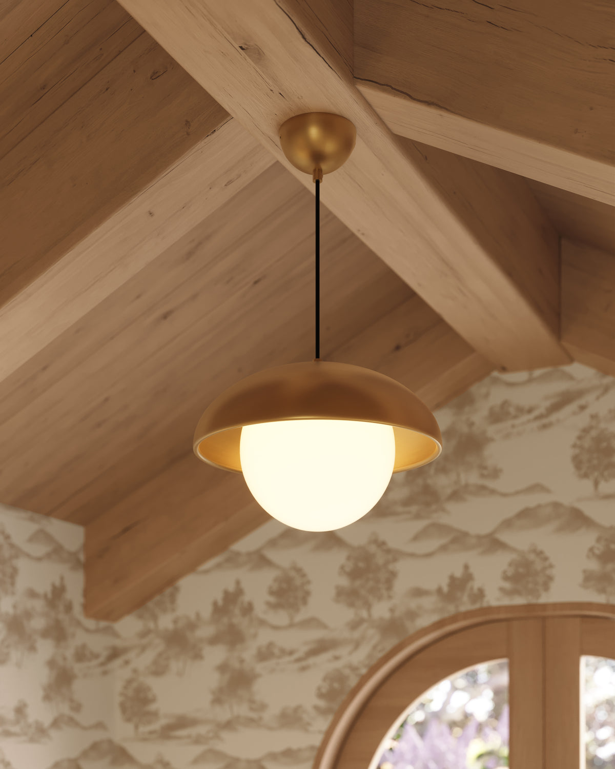 Harriet 16" 1 Light Pendant in Aged Gold/Opal Matte Glass