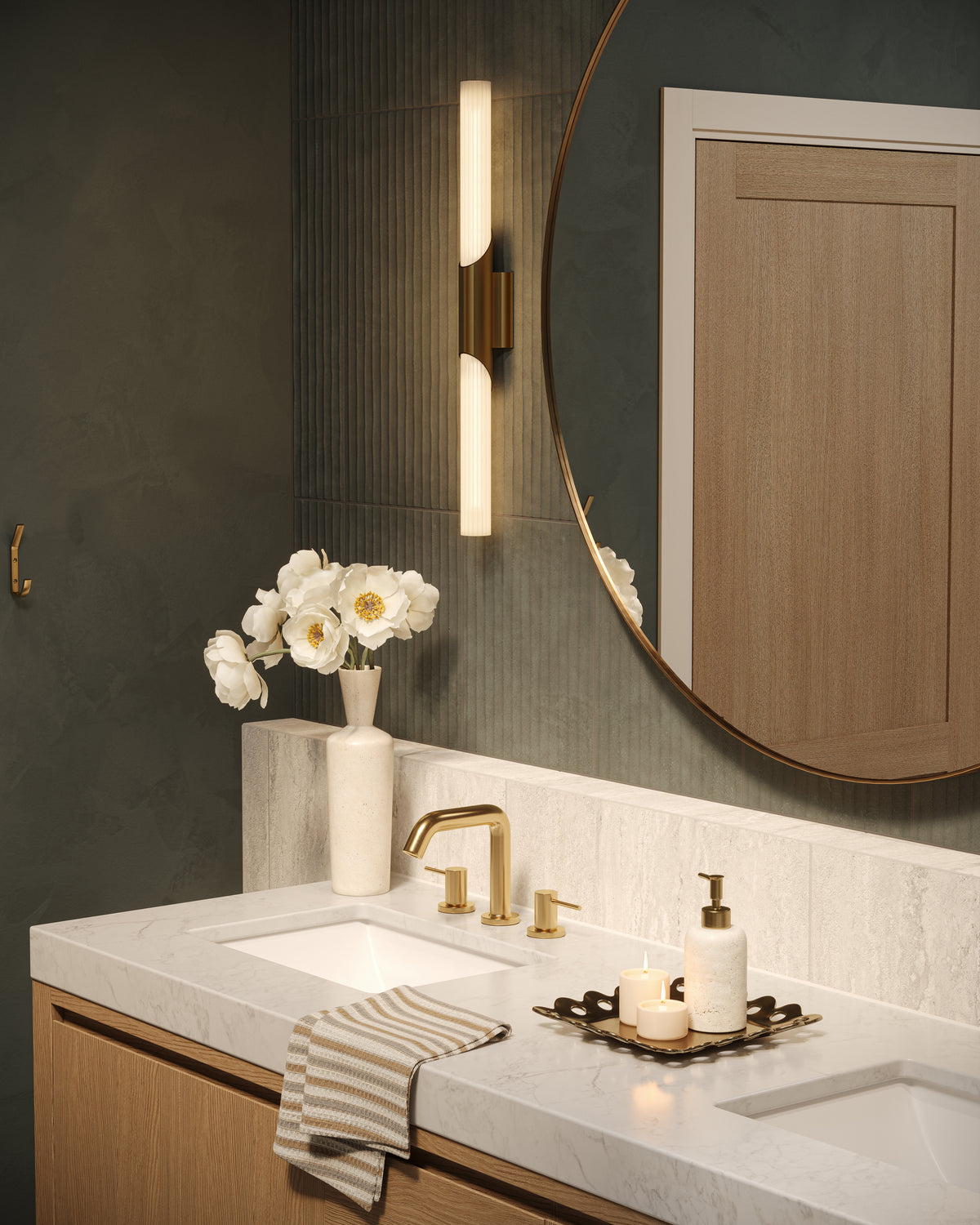 Alisa 72" Double Vanity in Satin Light Wash Oak Veneer with Carrara Marble Top
