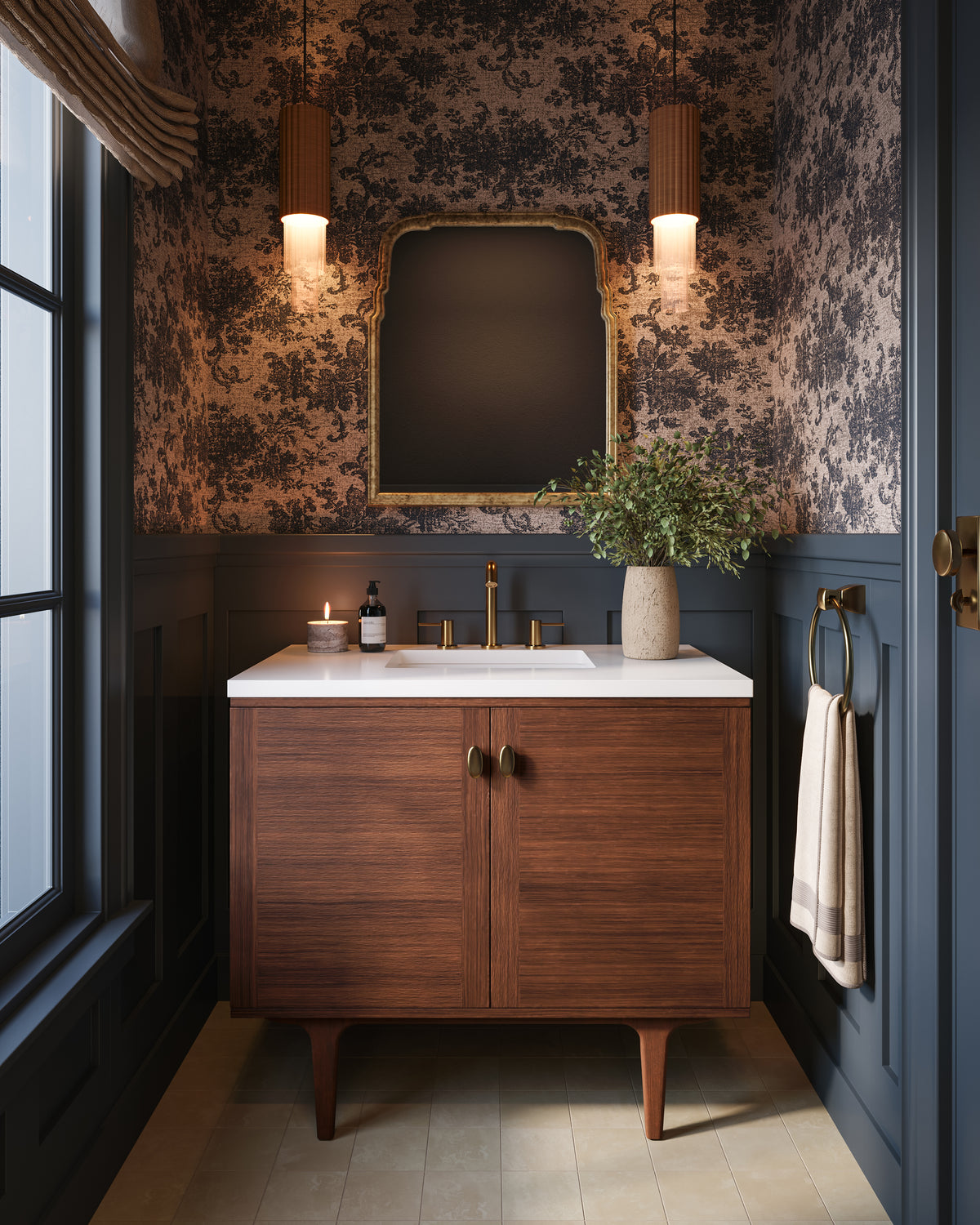 Clementine  Mirror in Antiqued Gold Leaf