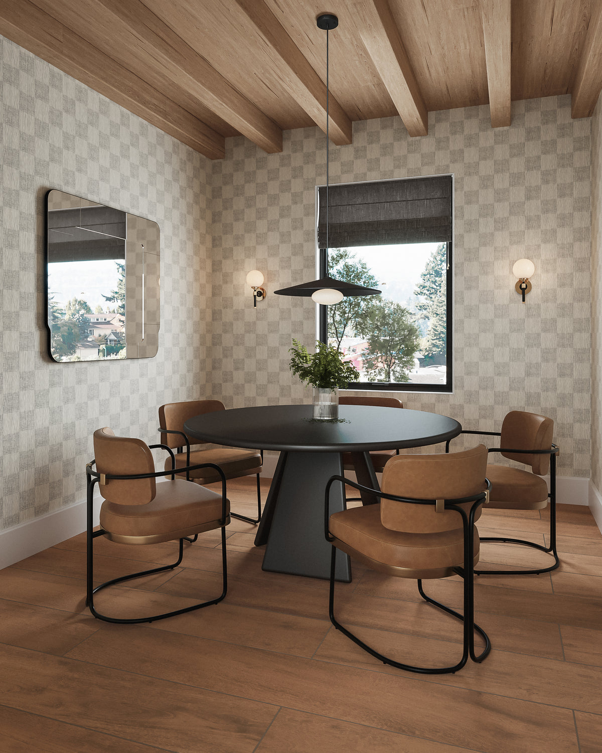 Corentin Ash Round Dining Table in Mocha, 60"