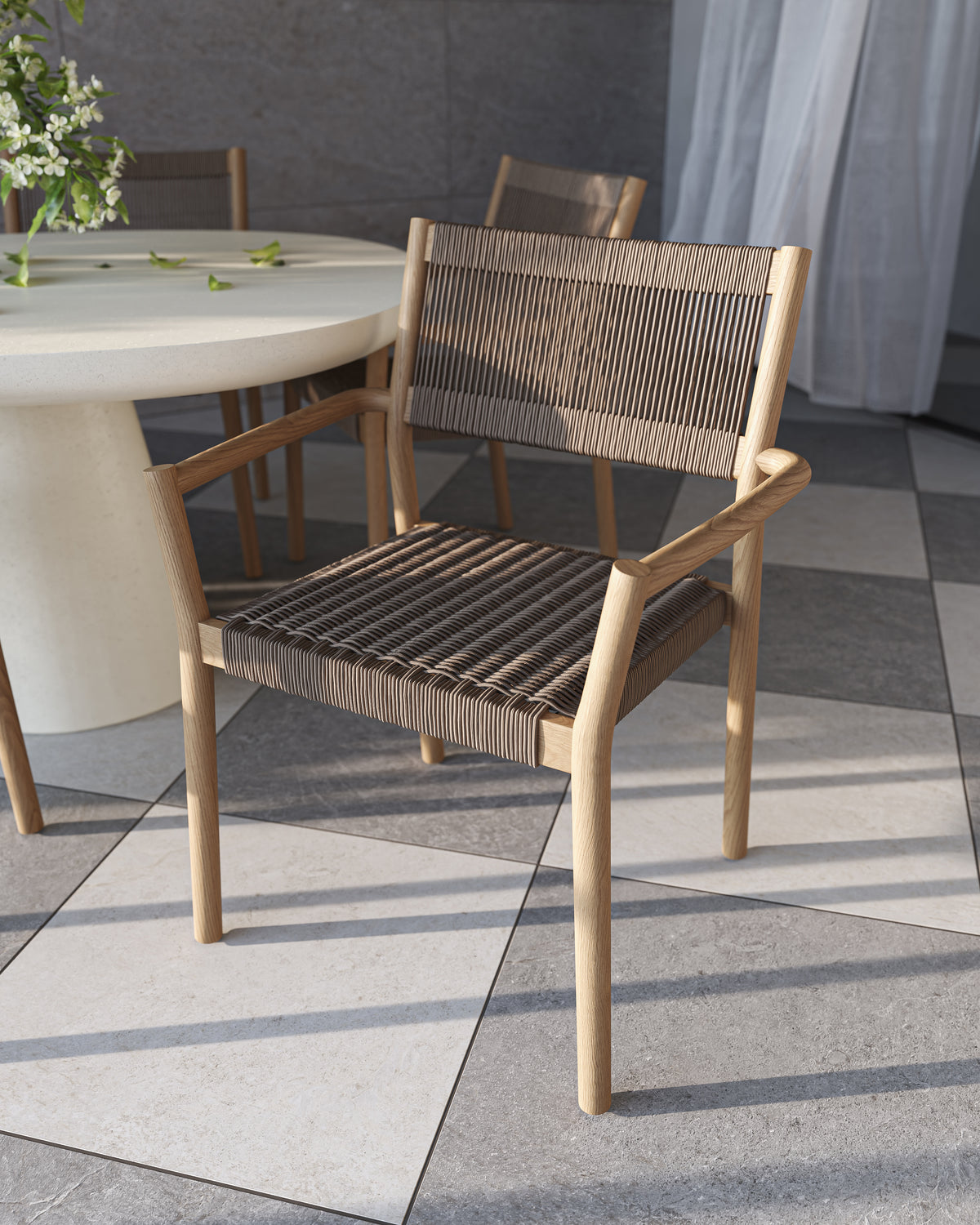 Kendra Outdoor Dining Chairs in Natural, Set of 2