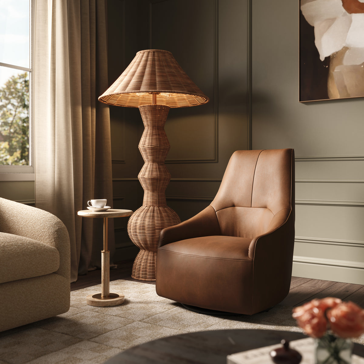 Dunham Travertine Accent Table