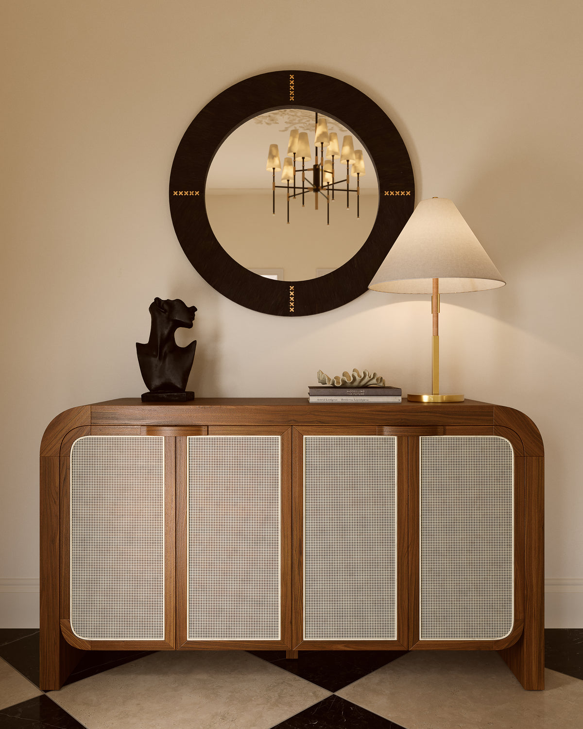 Vionna Round Mirror in Espresso