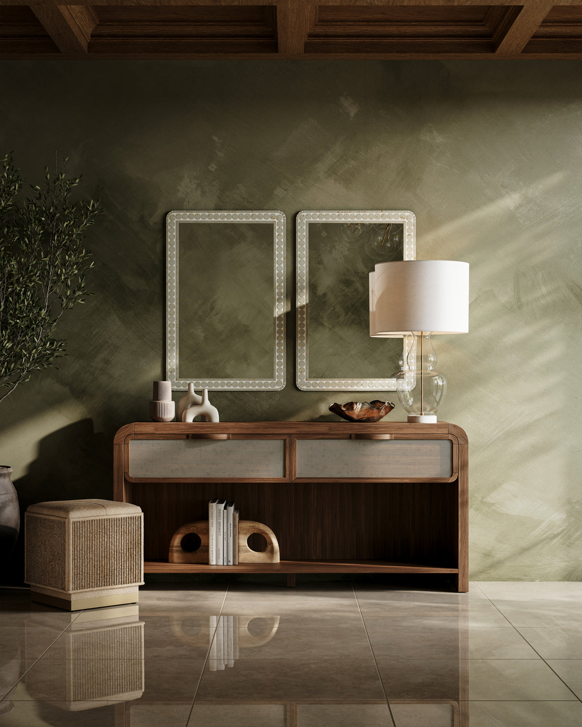 Calina Mirror in Sage Green