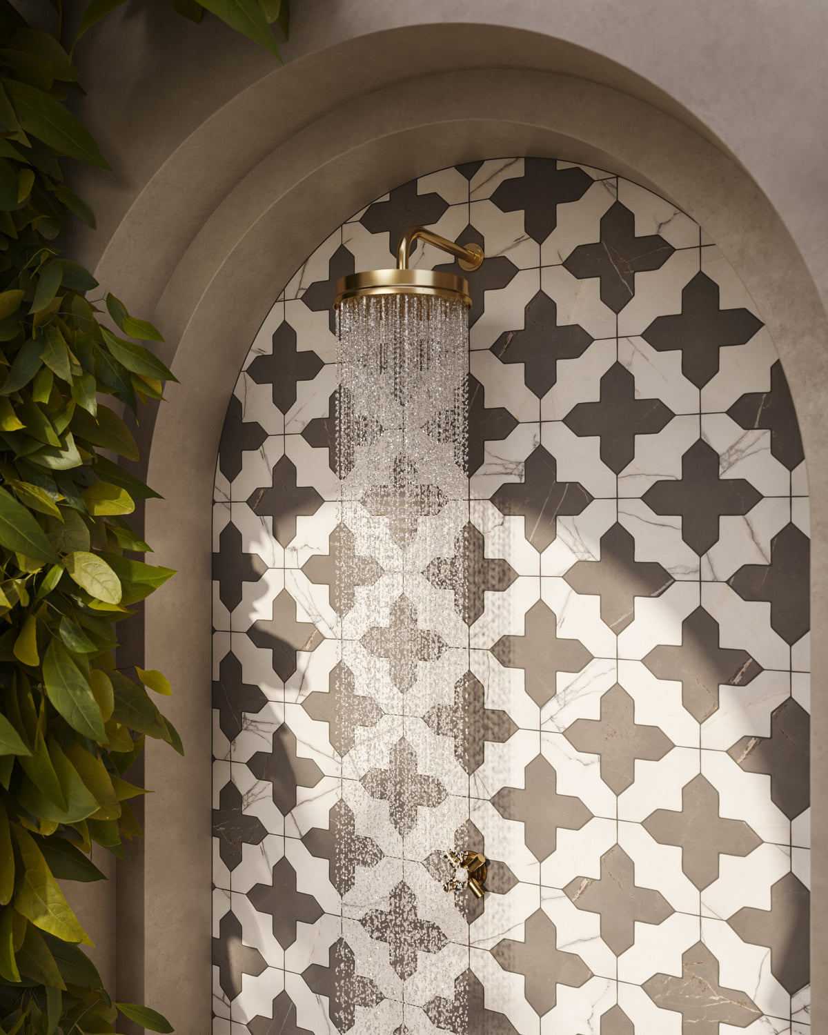 Aslan 8 x 8 Porcelain Tile Shield in Calacatta and Cross in Imperial