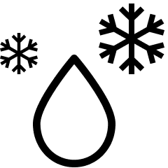 Icon representing frost and moisture, signifying the product's performance in frosty and moist environments.